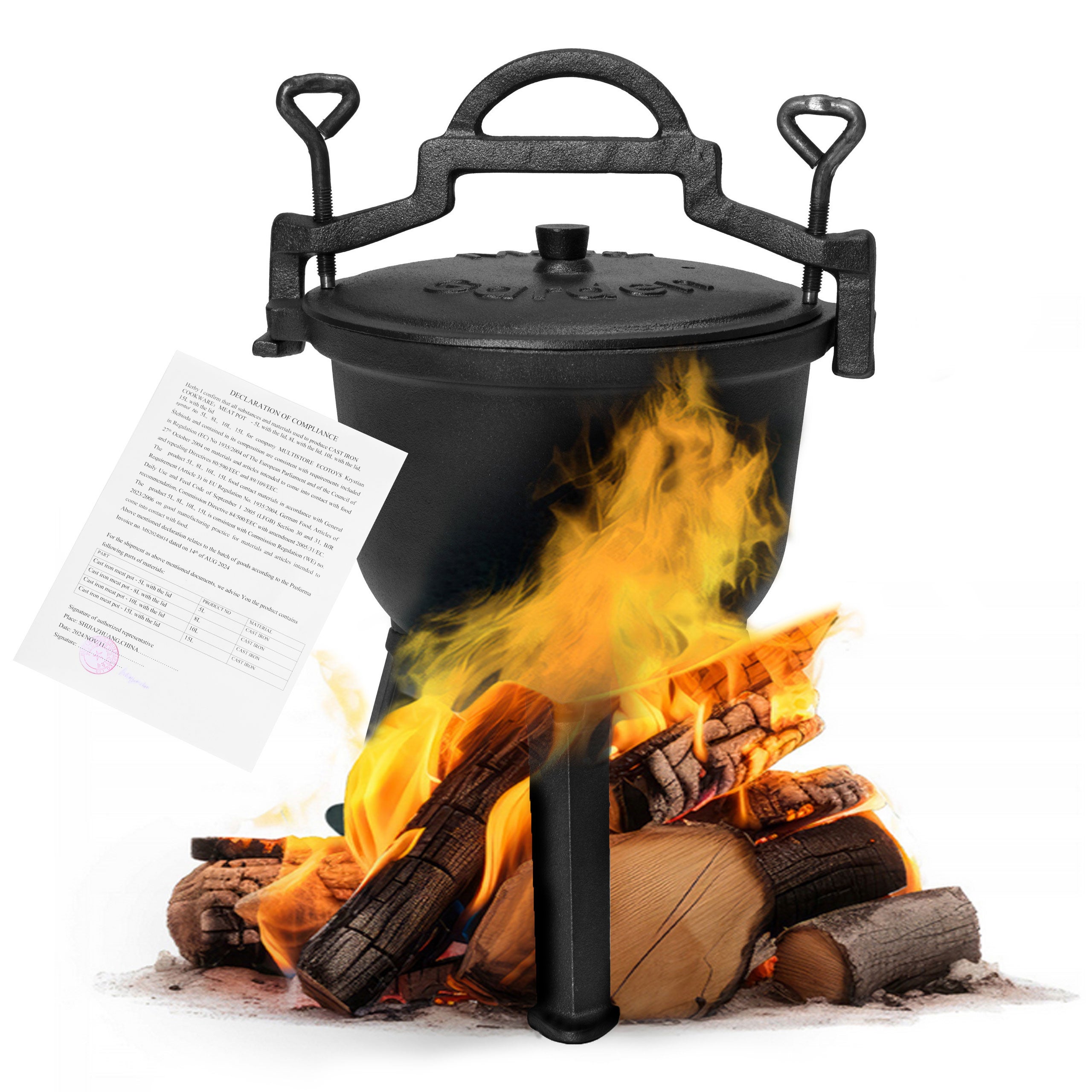 Kociołek żeliwny emaliowany 5L stojący garnek myśliwski ognisko grill MultiGarden - 6