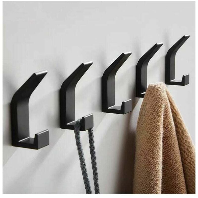 5-częściowy wieszak łazienkowy czarny podwójny ręcznik haczyk łazienkowy wieszak na płaszcze kapelusze haczyk sypialnia salon kuchnia akcesoria