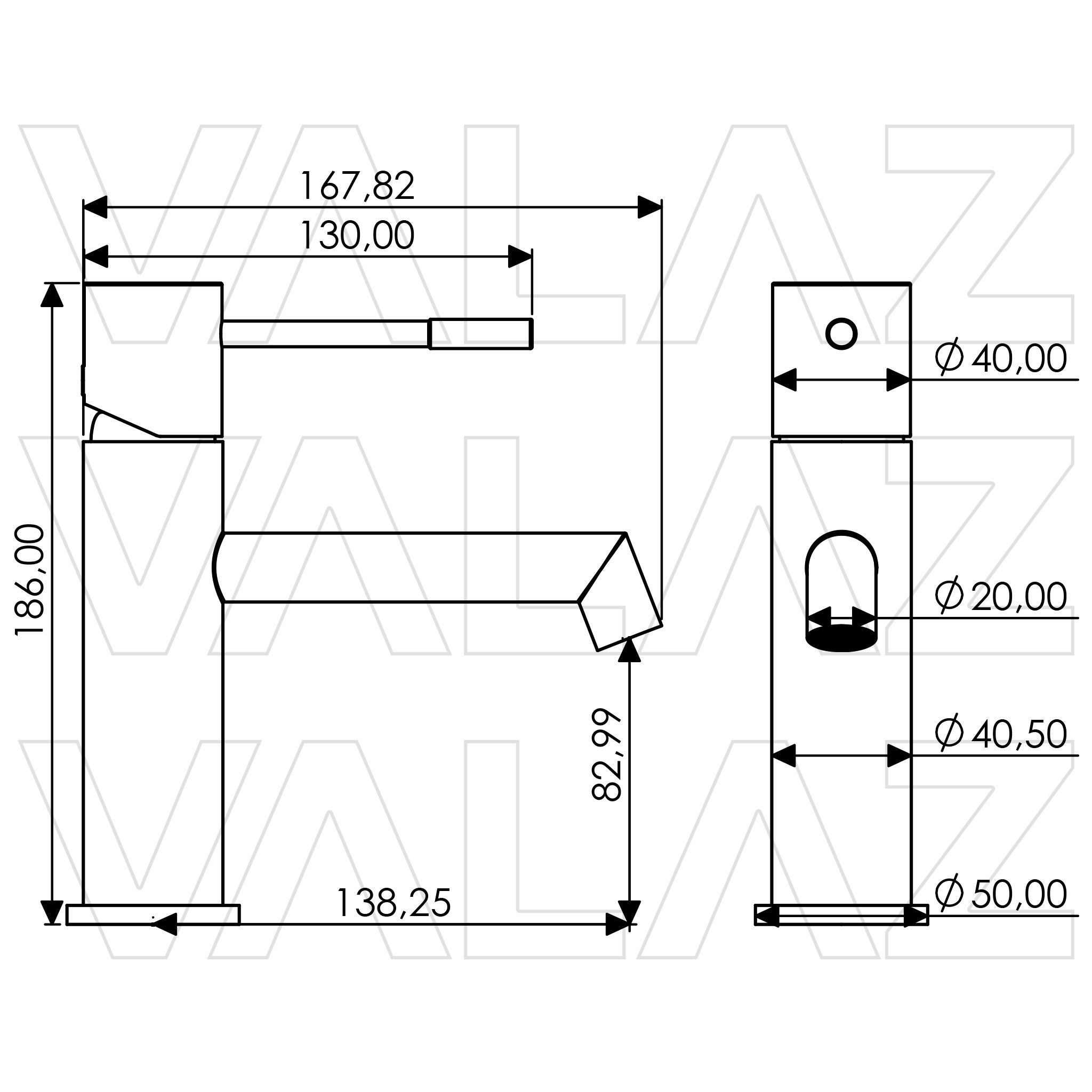 Valaz Rubinetto monocomando per lavabo con bocca dritta, finitura cromata di lusso - Serie Casares - 2