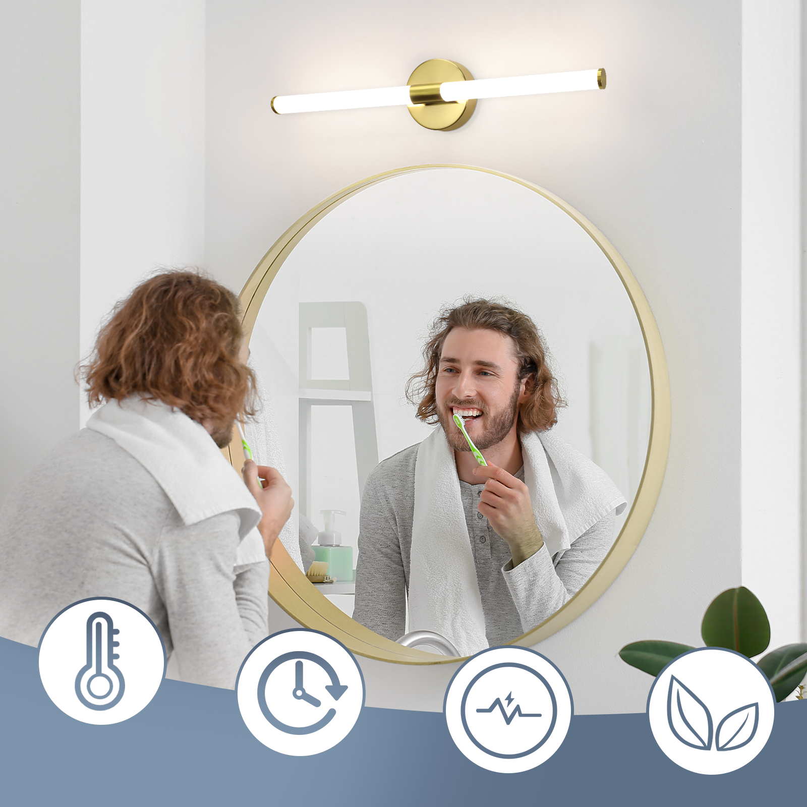 ZMH Złota lampa ścienna LED do lustra łazienkowego - 7