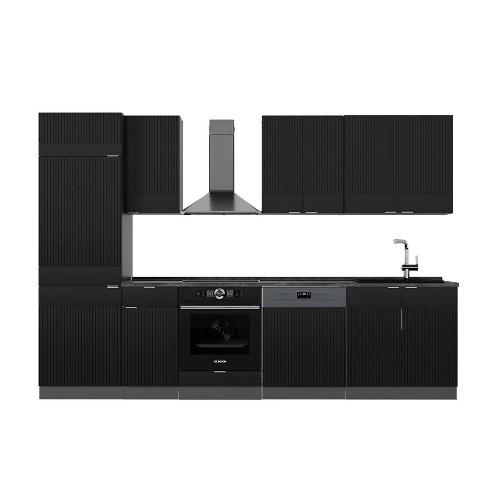 Vicco Aneks kuchenny Fame-Line, Czarny w paski/antracyt, 300 cm , BP Antracyt