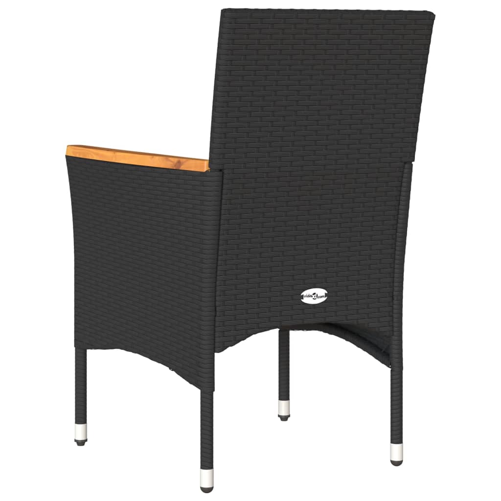Chaises de jardin avec coussins 2 pcs noir résine tressée - 7