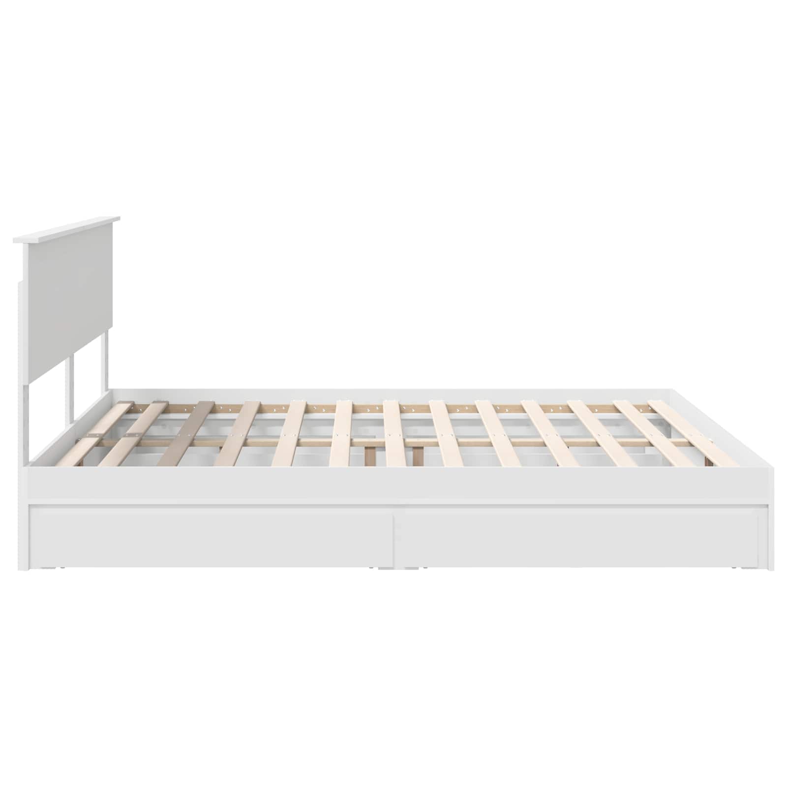 Lit de rangement réglable blanc 180 x 200 cm en panneau de bois - 9