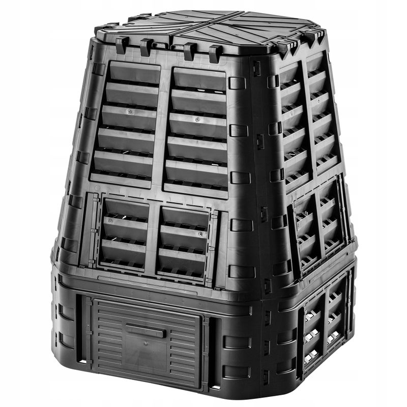 KOMPOSTOWNIK MODUŁOWY OGRODOWY CAŁOROCZNY MROZOODPORNY CZARNY 740L MOCNY