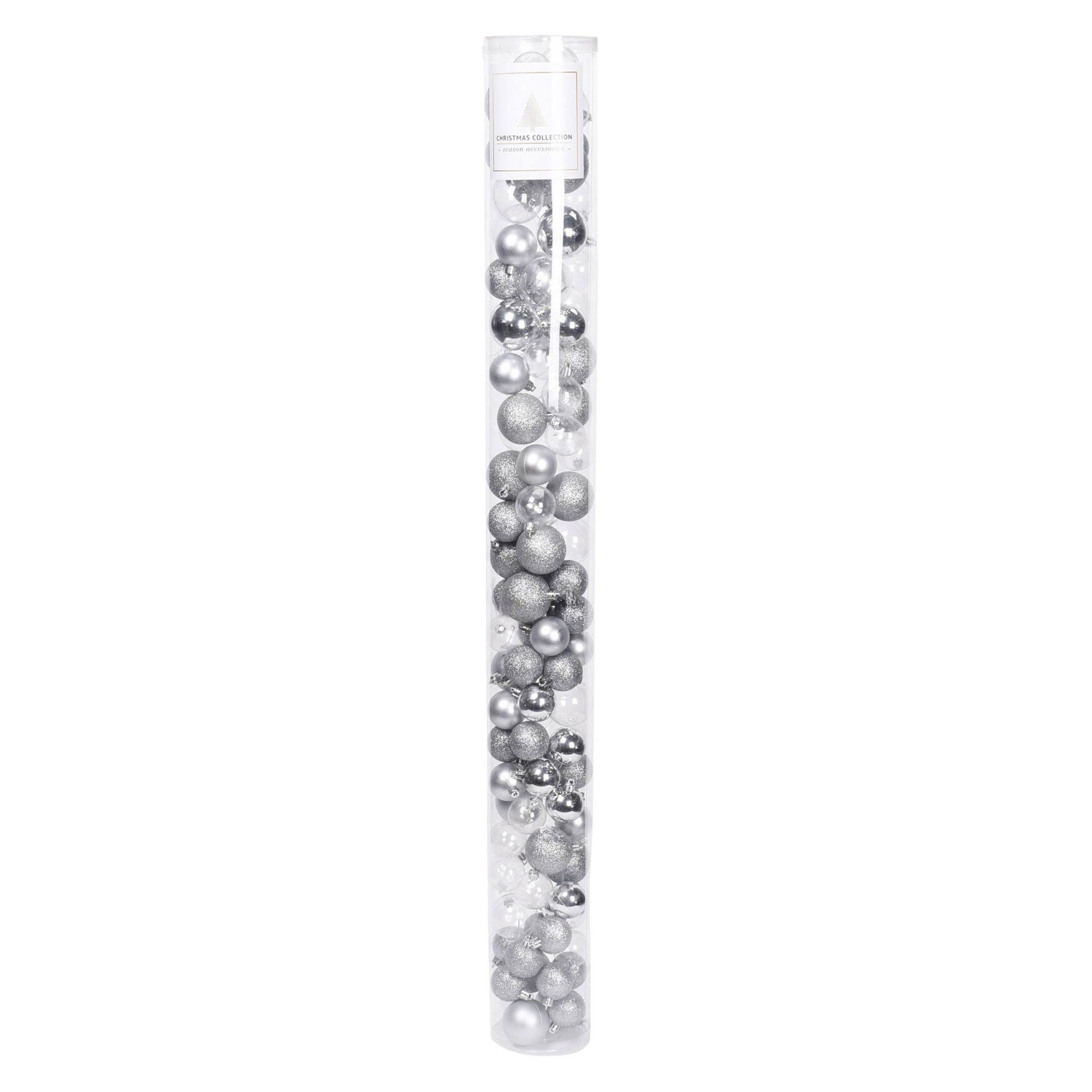 100 Boules De Noël Argentées - Diamètres 3, 4, 6 Cm - Décorations Brillantes Pour Sapin - Pack Décoration