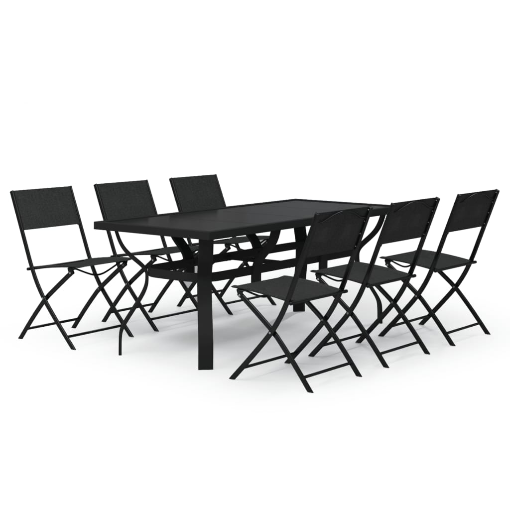 Maison Exclusive - Set da Pranzo da Giardino 7 pz Grigio e Nero - 2