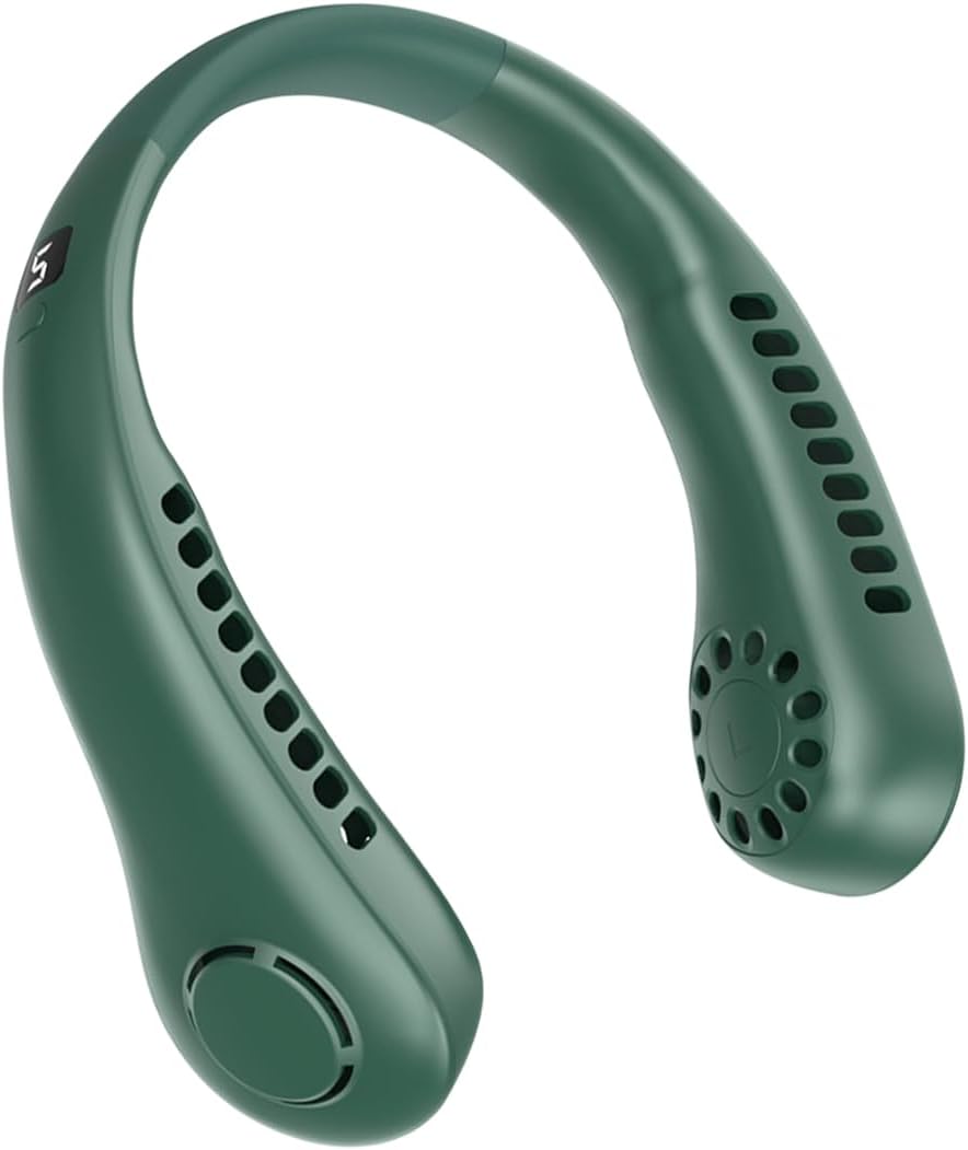 Zielony, przenośny wentylator bezłopatkowy, 5-biegowy, cyfrowy wyświetlacz, duża pojemność 3000 mAh, mały, ręczny wentylator z możliwością ładowania p