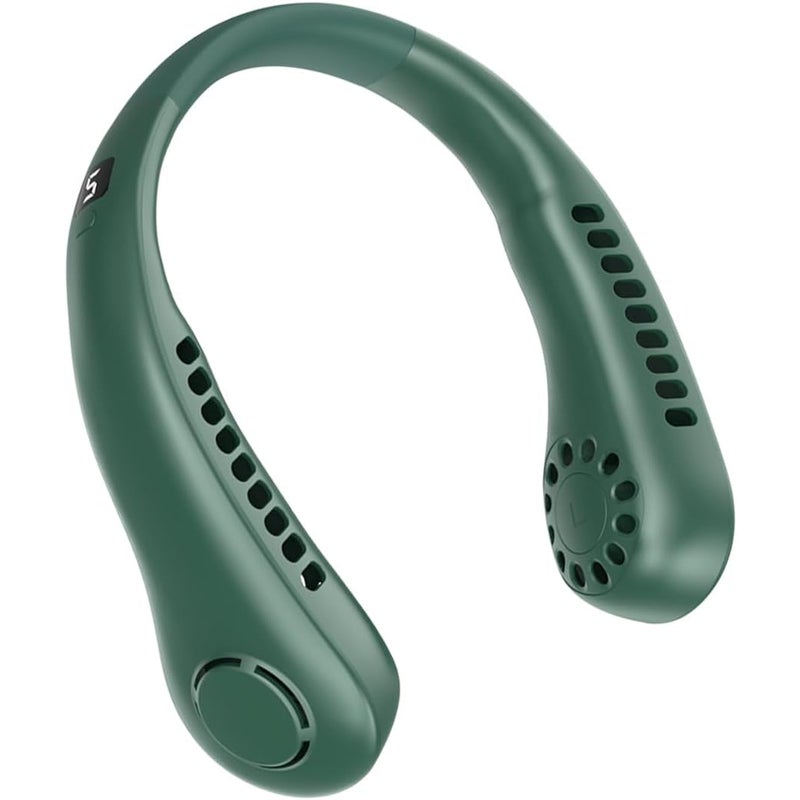 Zielony, przenośny wentylator bezłopatkowy, 5-biegowy, cyfrowy wyświetlacz, duża pojemność 3000 mAh, mały, ręczny wentylator z możliwością ładowania p