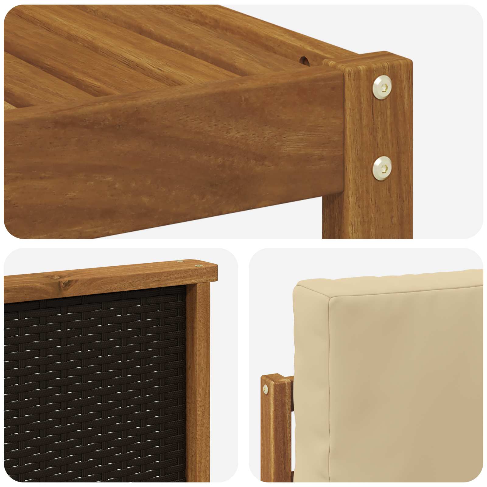 Ensemble de canapés d'extérieur, 9 pièces, en polyester, naturel et beige, pour la terrasse - 7