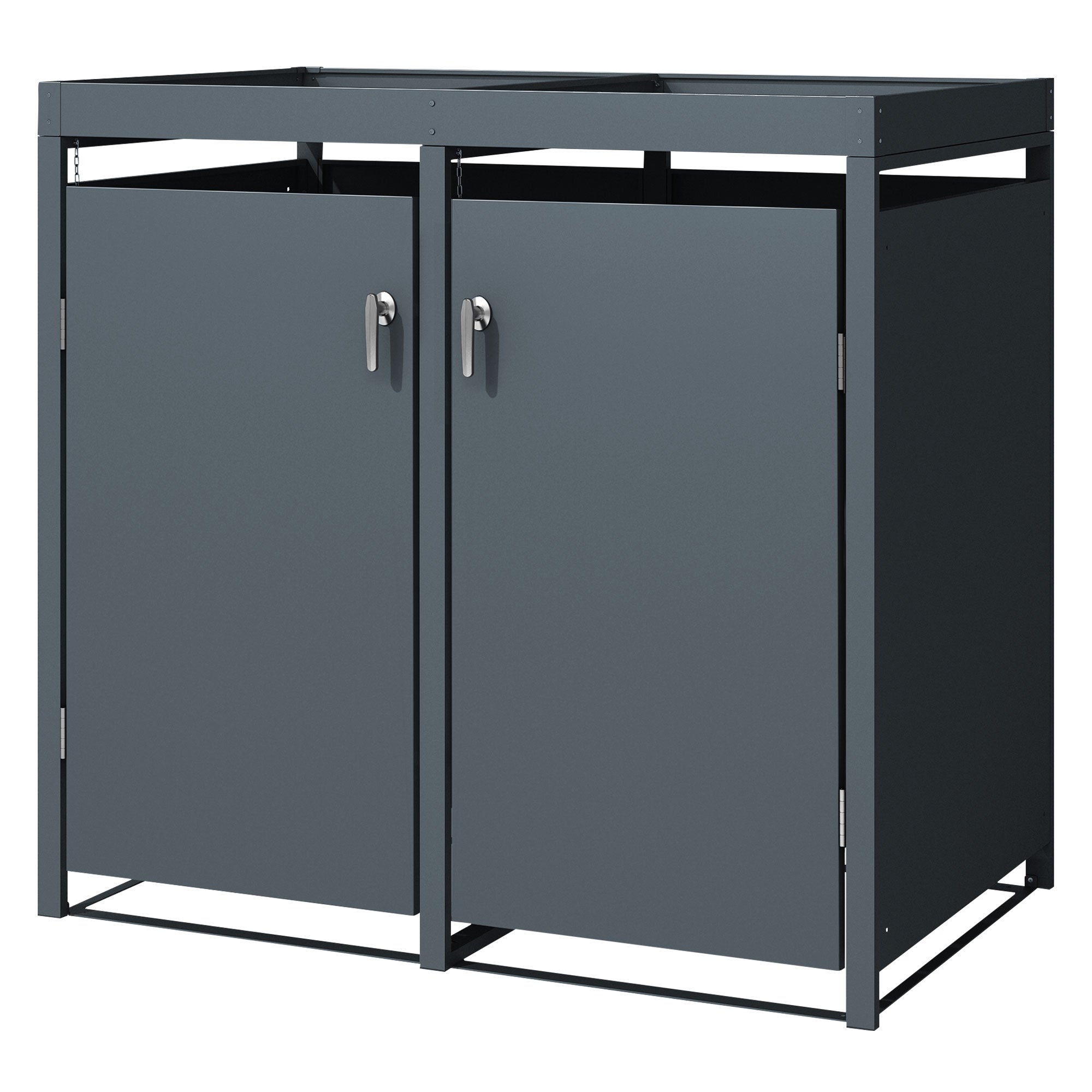 ML-Design pojemnik na śmieci z daszkiem na 2 pojemnik 240 L 132x80x124 cm antracyt stalowy odporny na warunki atmosferyczne zamykany z drzwiczkami