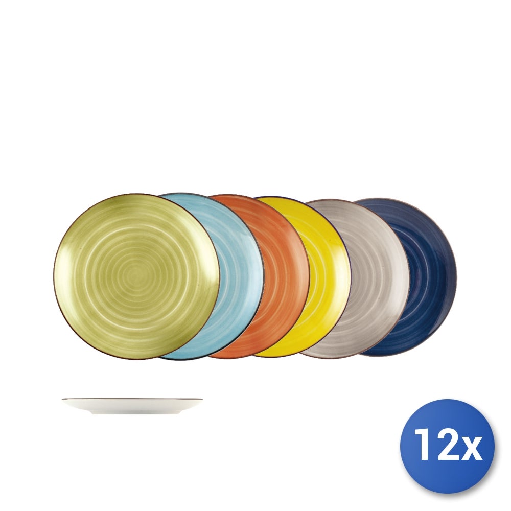 Set 6 Piatti Frutta Positano In Stoneware - Decorati, Lavabili In Lavastoviglie