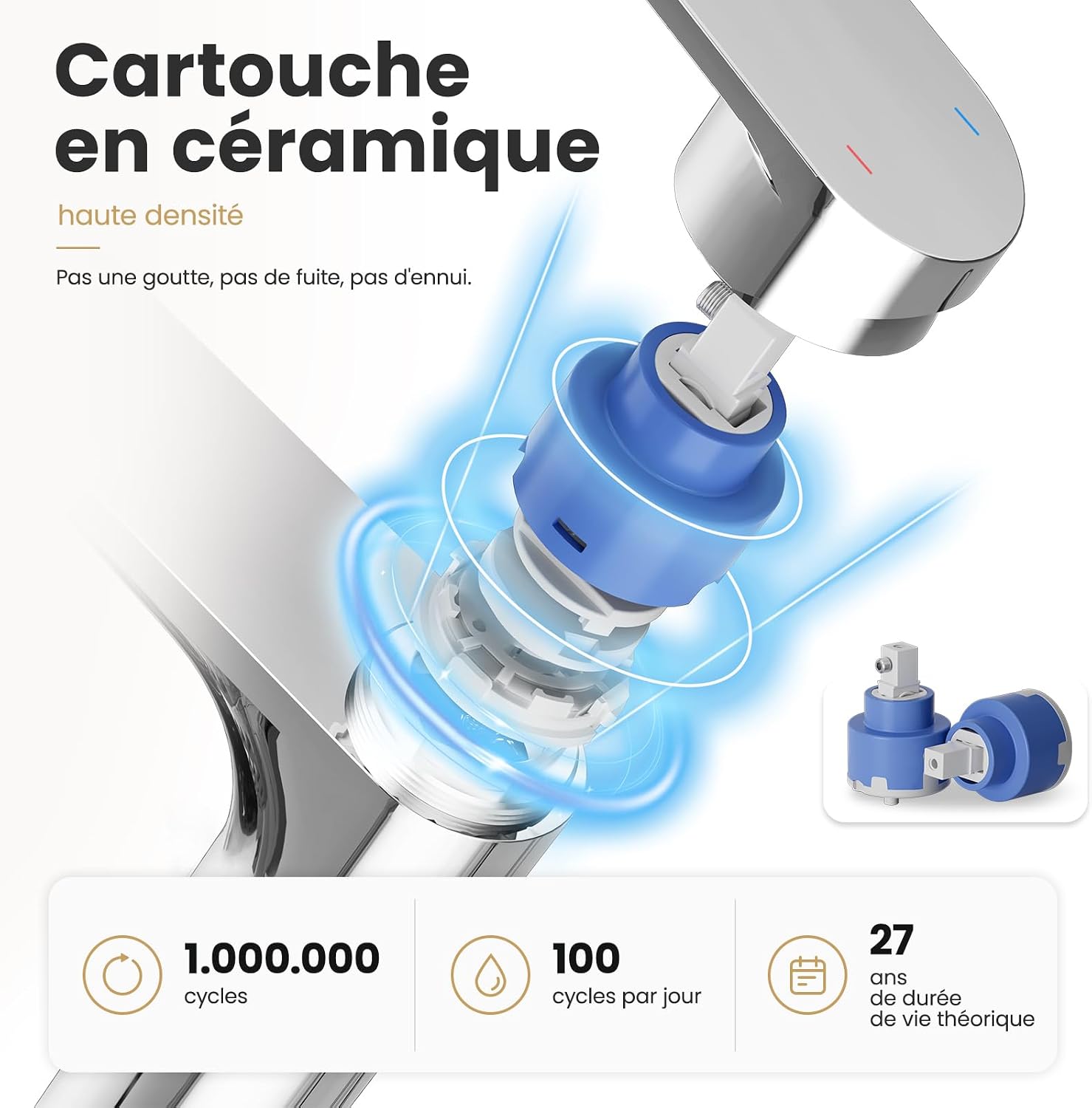 Robinet Salle de Bain Monocommande avec Bec Hauteur 11cm, Chromé ...