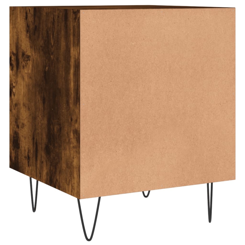 Table de chevet chêne fumé 40x40x50 cm bois d'ingénierie - 7