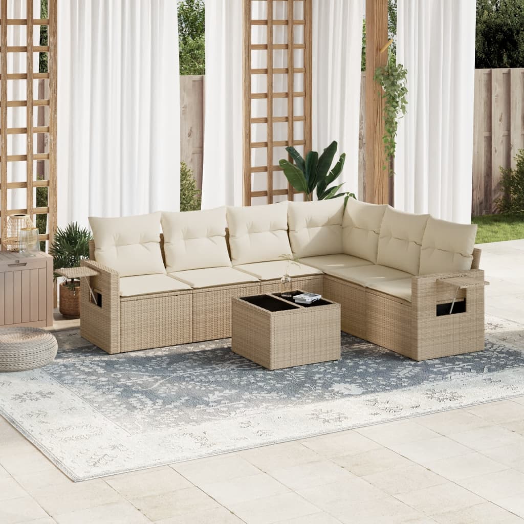 VIDAXL - Set Divani Da Giardino Pallet 7 Pz Con Cuscini Beige In Legno