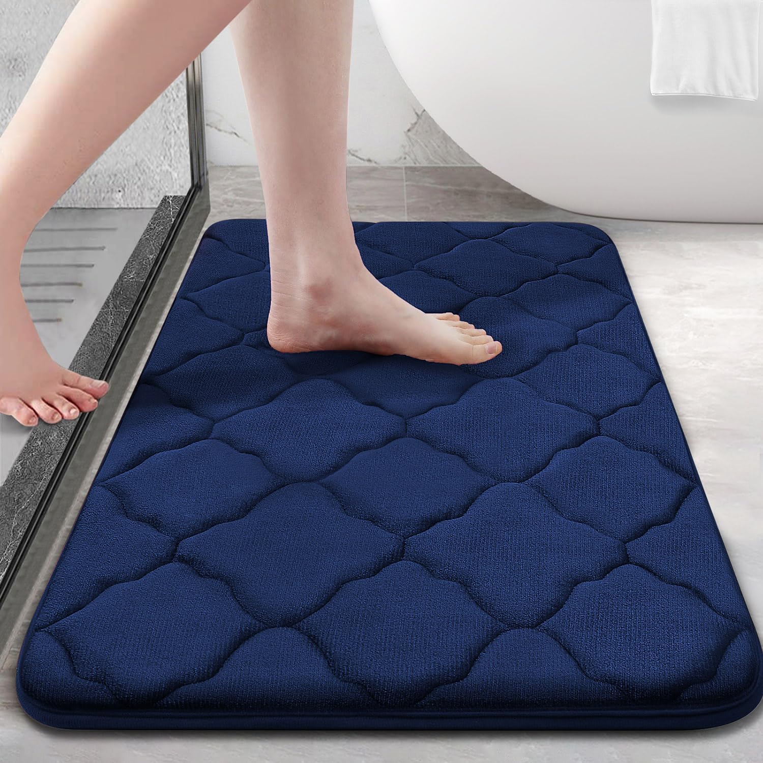 Tapis De Douche Antidérapant Carré 48x48cm Blanc - Avec Ventouses Et Massage, Lavable En Machine
