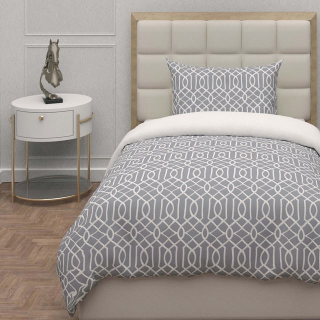 Parure housse de couette 3D microfibre 140x200 cm ANYA gris, par Soleil d'Ocre