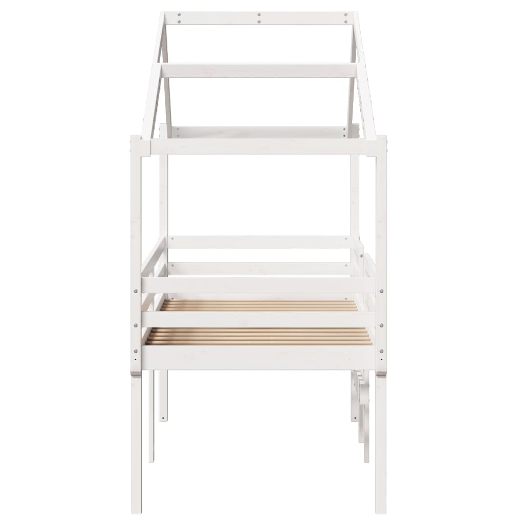 Lit haut avec toit blanc 90x190 cm bois de pin massif - 7