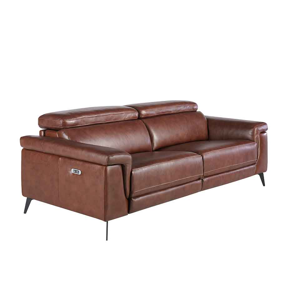 Sofá 3 plazas tapizado piel vacuno 215 x 103 x 99 cm.
