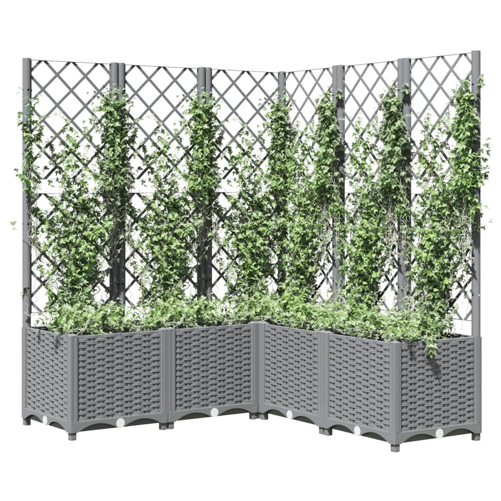 Maison Exclusive - Vaso/floreira jardim c/ treliça 120x120x136 cm PP cinza-claro - 3