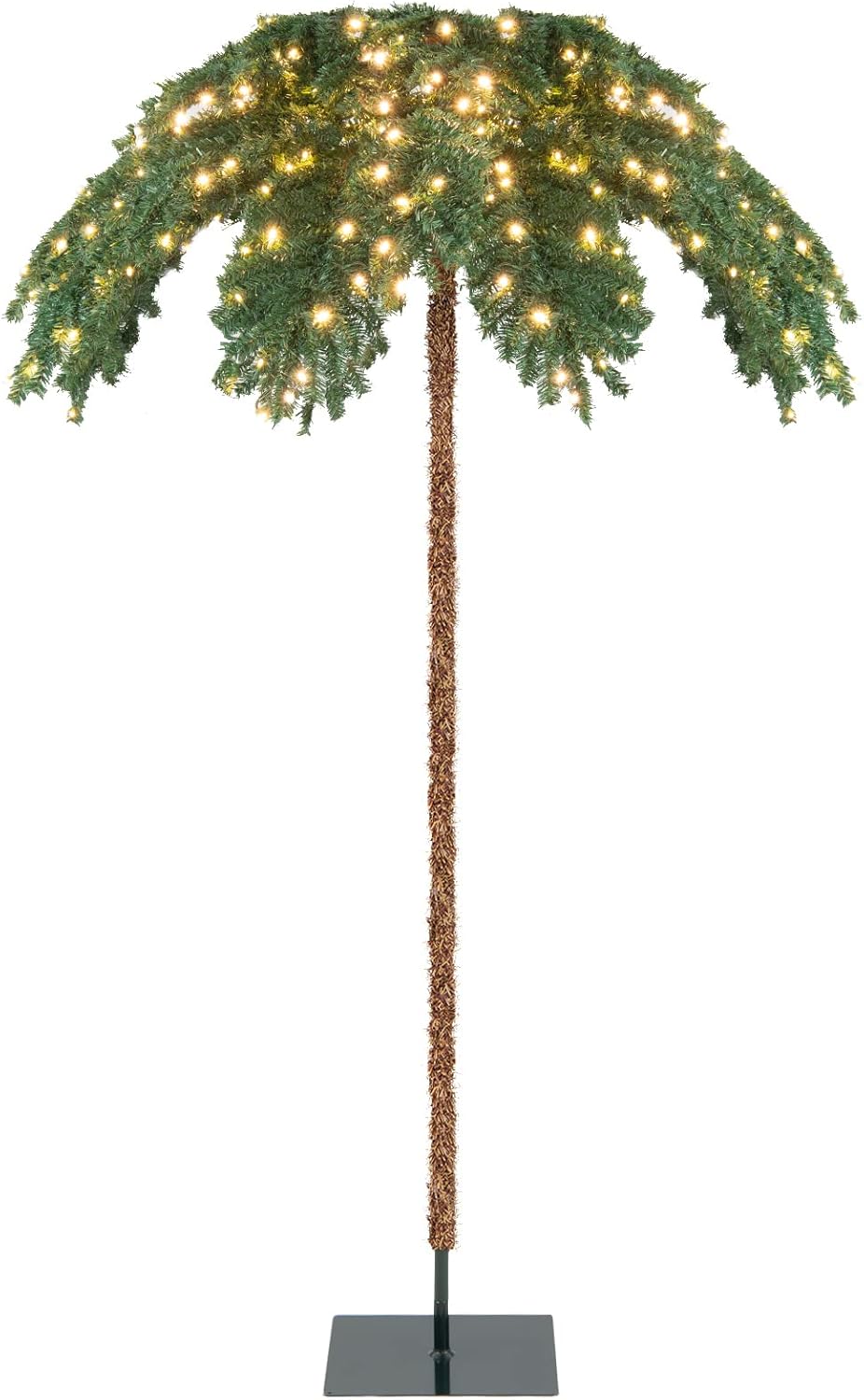Sztuczna Palma Świetlna 180 cm z 813 Gałęziami z PVC i 250 Diodami LED, Oświetlone Drzewo Świąteczne do Domu, Biura, Szkoły