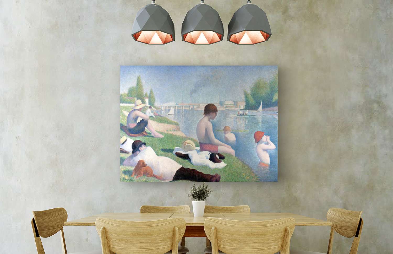 Peinture, impression sur toile - Georges Seurat, Baigneuses à Asnières - 60x40 cm - 3