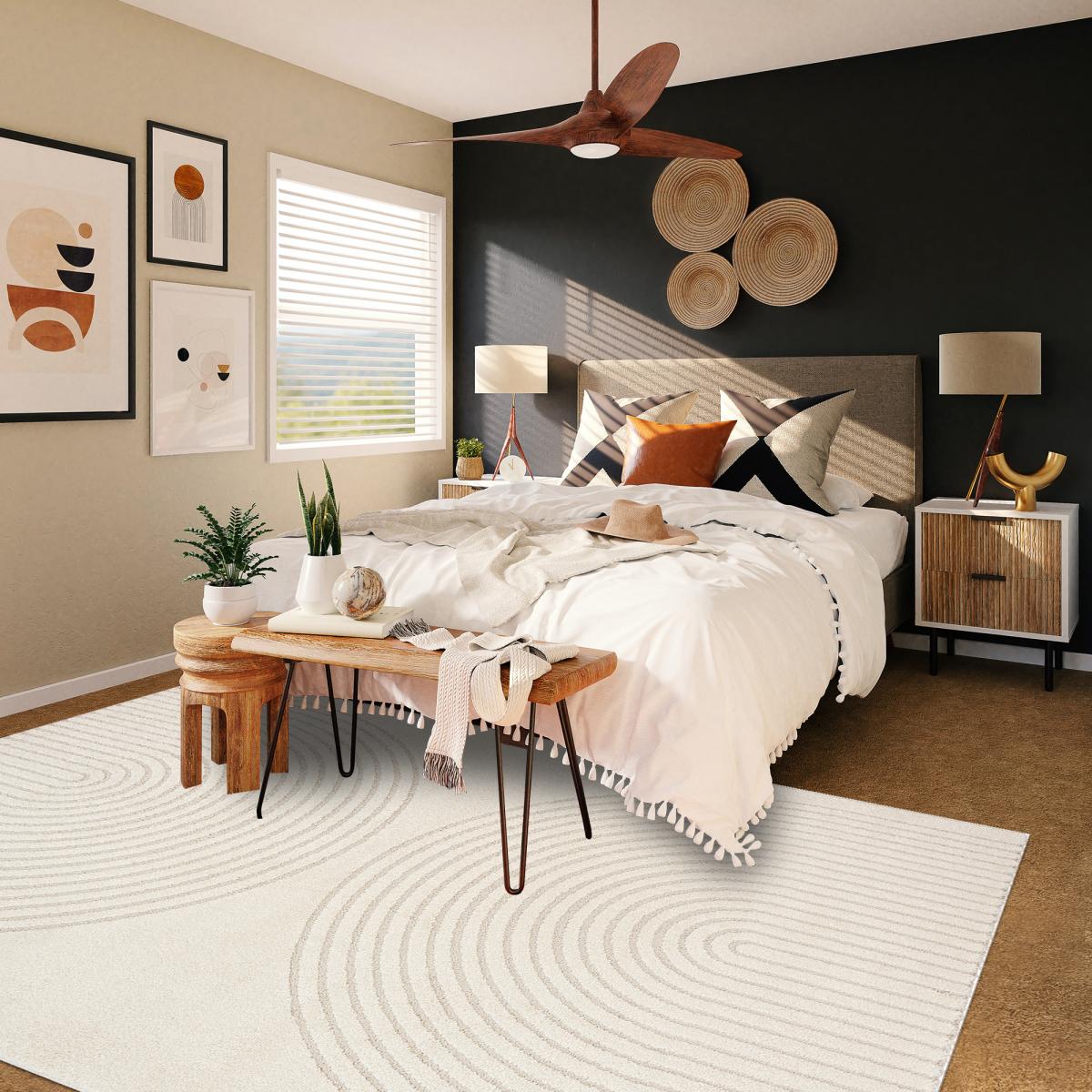 Tapis salon DEMILU 140x200 cm Crème - Tapis Cuisine doux et soyeux - 6