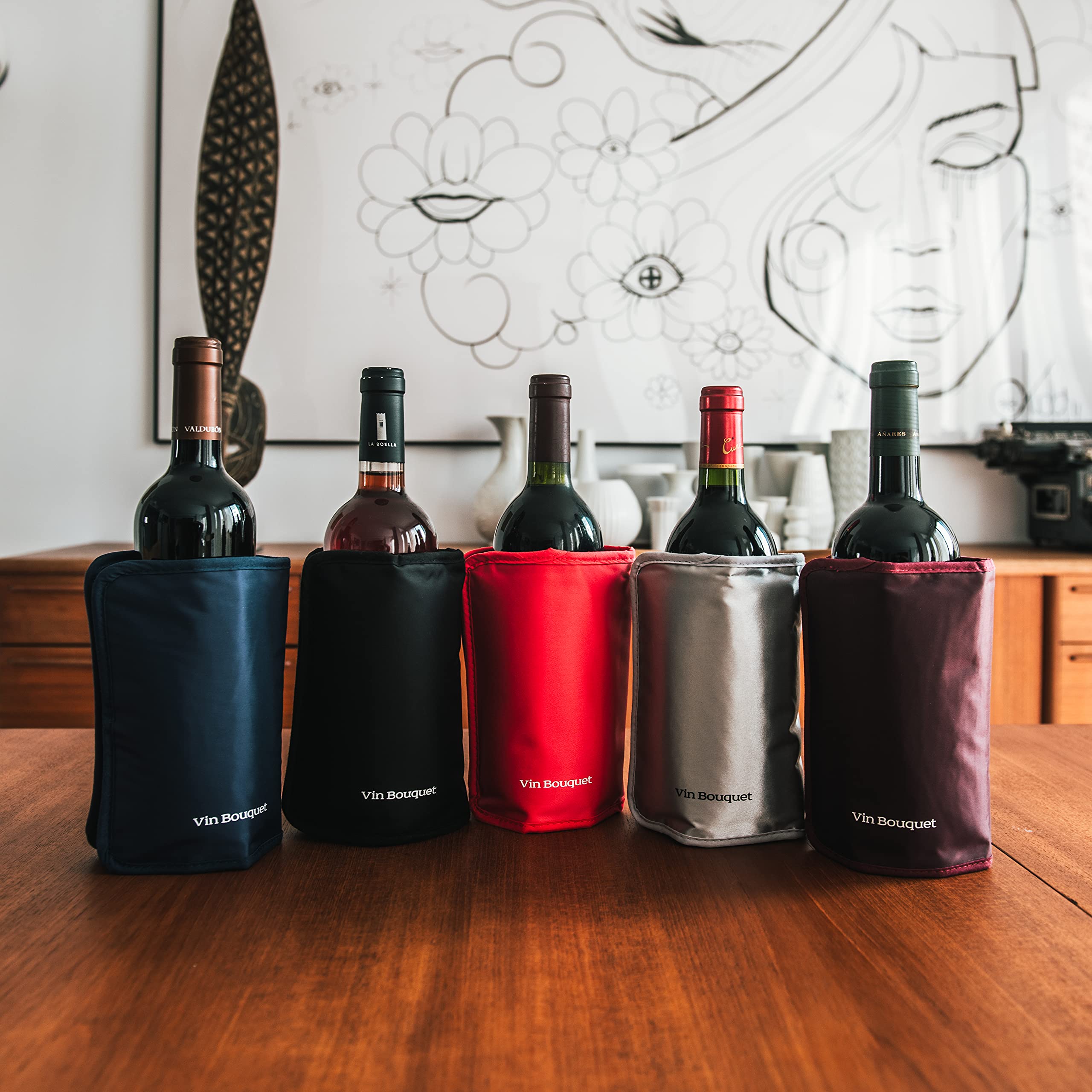 Fascia Refrigerante Vinbouquet Per Bottiglie - Con Gel, Blu Navy | Raffredda In 5 Minuti, Senza Ghiaccio - Foto 7