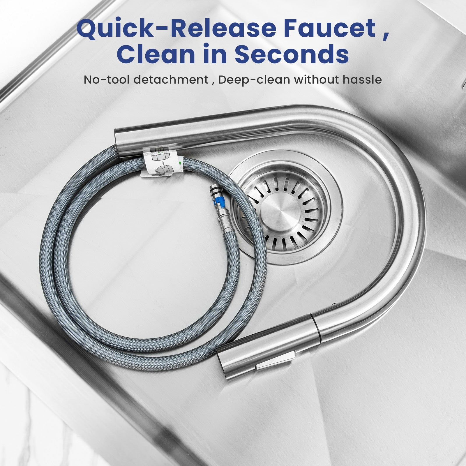 Mitigeur de Cuisine avec Douchette Extractible Robinet de Cuisine avec 2 Types de Jet D'eau Robinet d'évier en Inox Brossé - 7