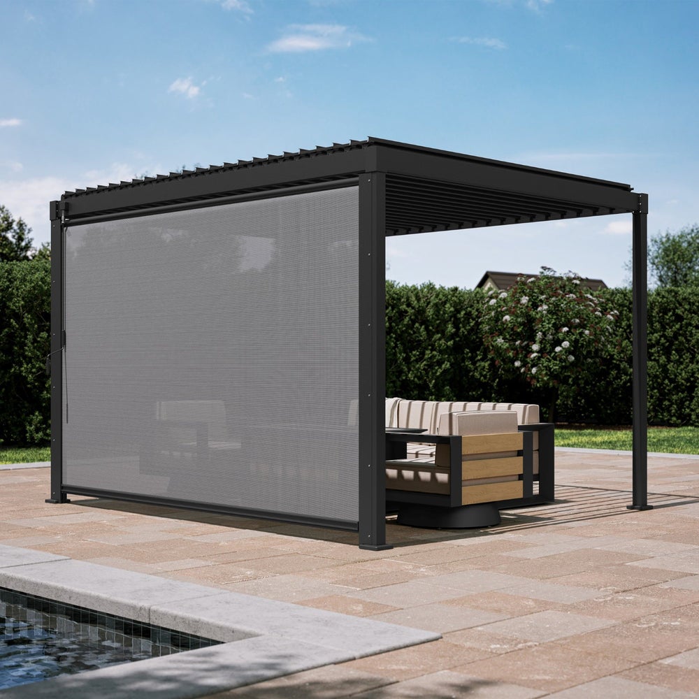 MIRADOR 80/88 3m Cortavientos, Poliéster PVC Antracita para Pérgolas Sólidas y Básicas - 6