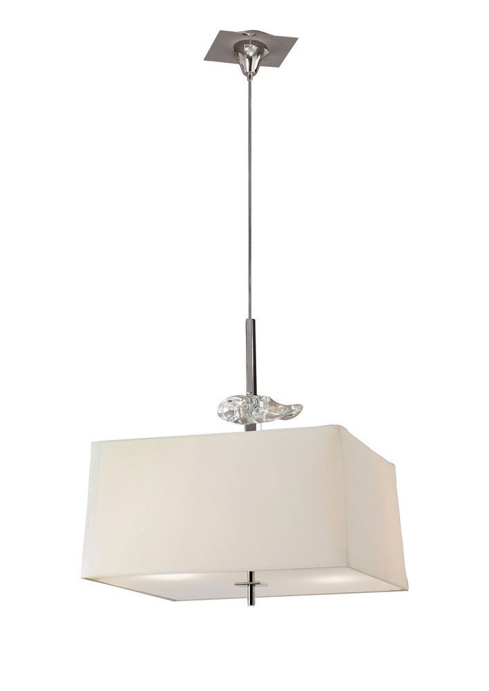 Suspension Akira 4 Ampoules E27, chrome poli/verre dépoli avec Abat jour noir - 5