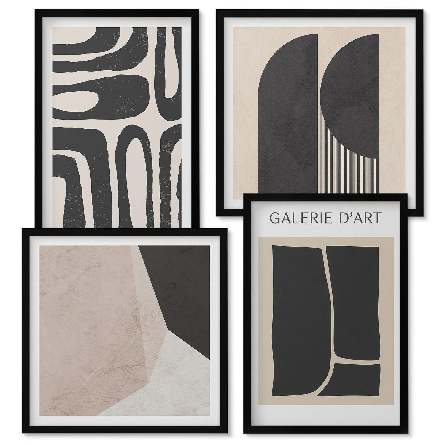 Ensemble de 4 tableaux encadrés | Affiches minimalistes aux formes ...
