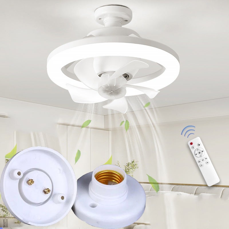 Inteligentny, bezprzewodowy wentylator sufitowy z żyrandolem 48 W z trzonkiem lampy, z pilotem, ściemnialny, 3 prędkości, z timerem, oscylacja 360°