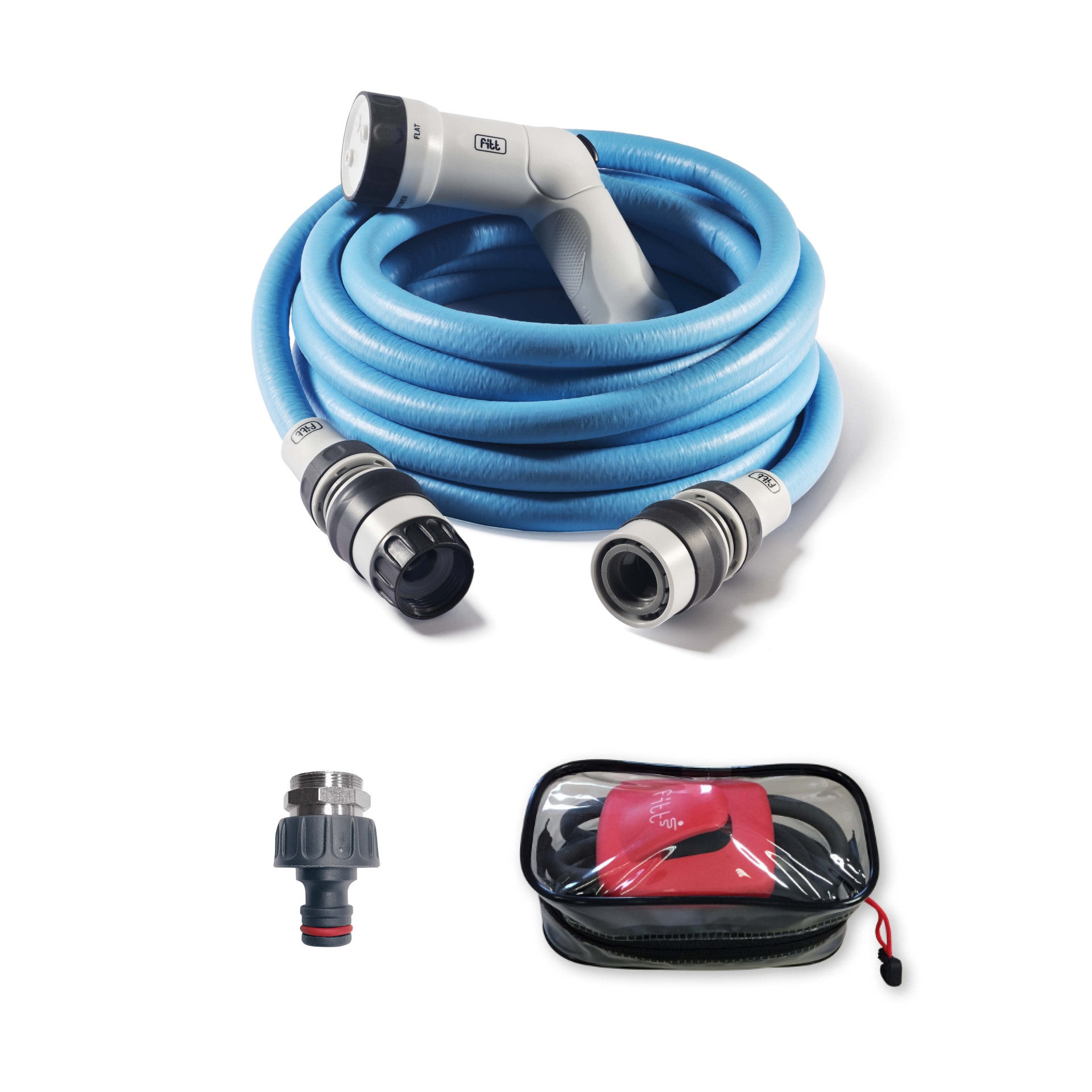 FITT YOYO 10 m, rekbare tuinwaterslang met multi-jet spuitpistool, rood