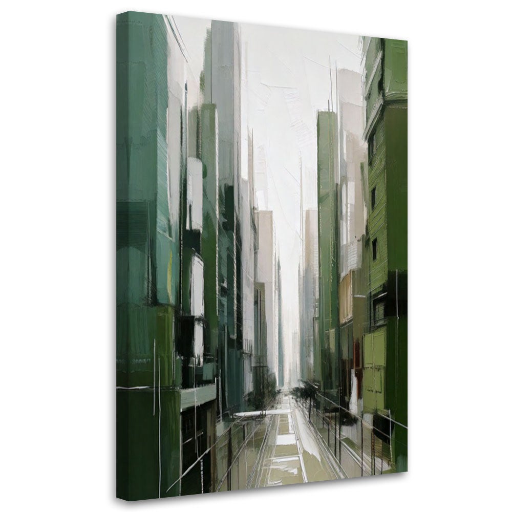 Obraz na płótnie, Miasto Architektura Akwarela Zieleń 80x120