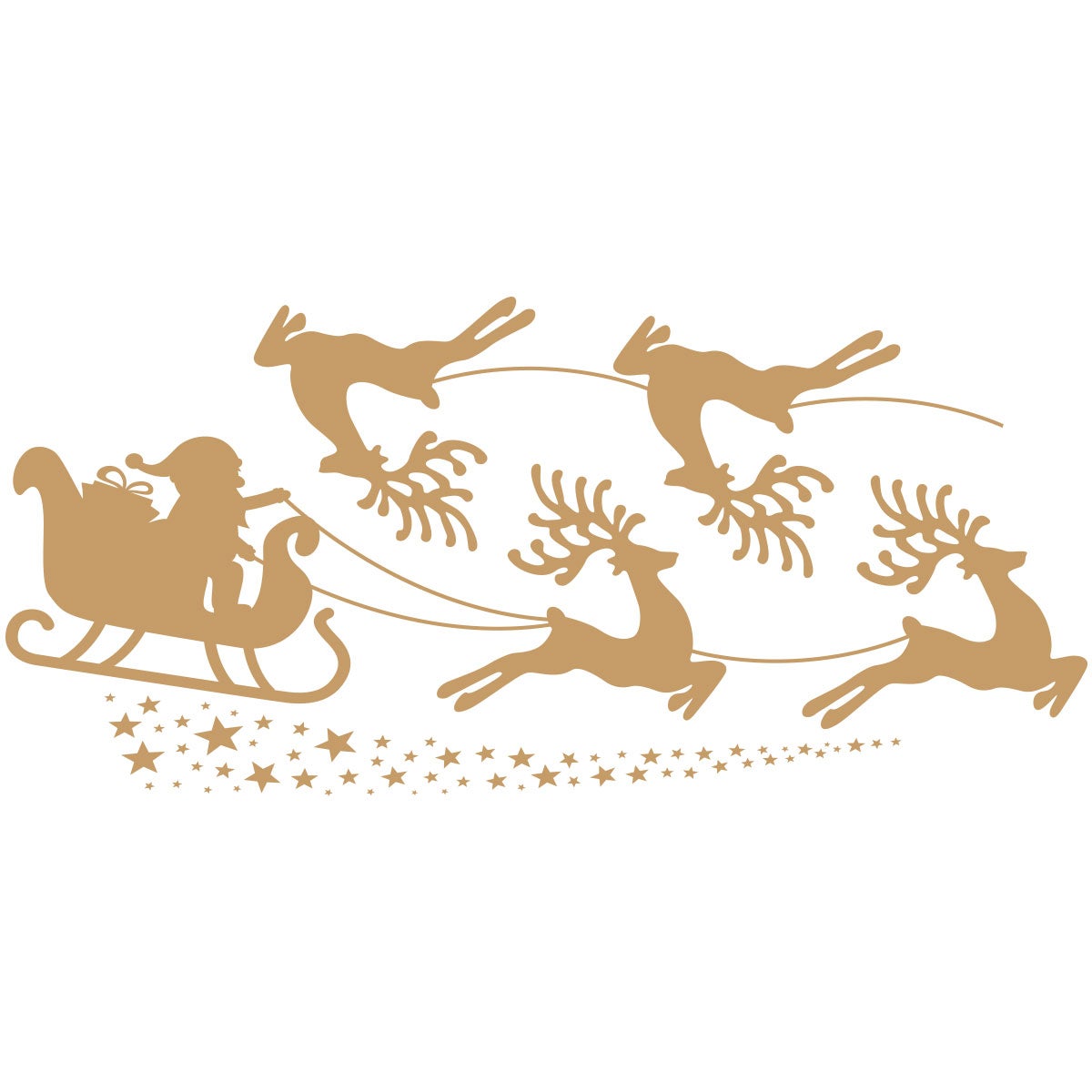 Sticker Noël traineau du père noël et les rennes - Autocollants stickers adhésifs noël - décoration fêtes - 30x65cm - 4