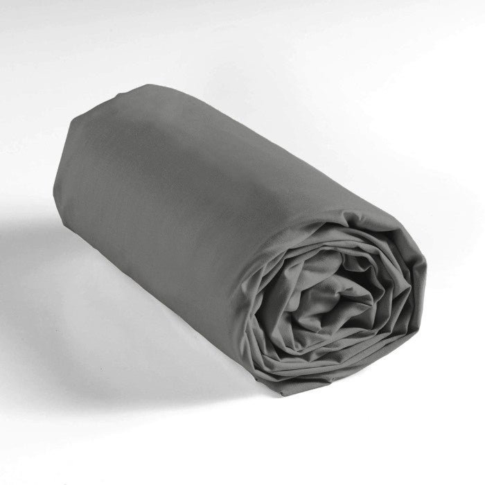 Drap-housse 2 personnes 160 x 200 cm coton 57 fils LINA Anthracite – Bonnet 30 cm - 4