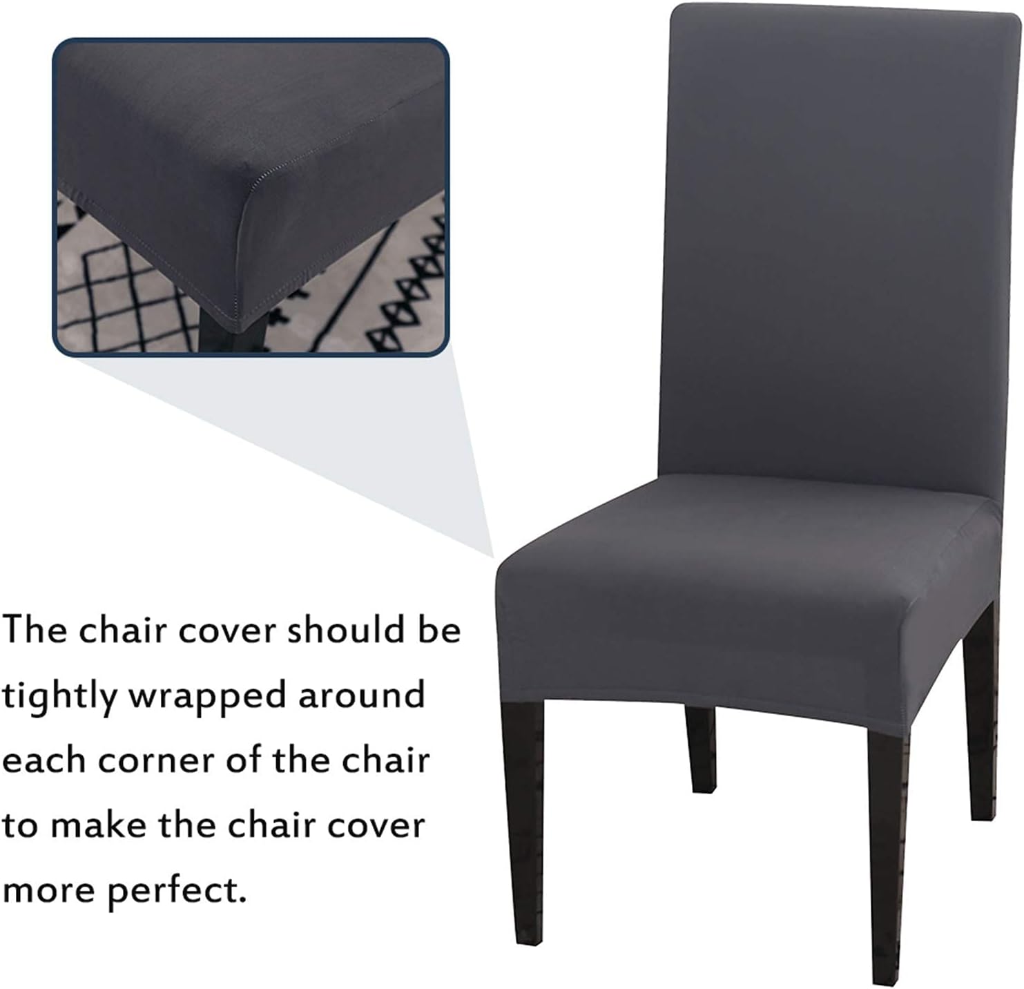 Conjunto de capas elásticas para cadeiras, 6, capa protetora universal, removível, lavável e durável para cadeiras de jantar, para casa e hotel - 3
