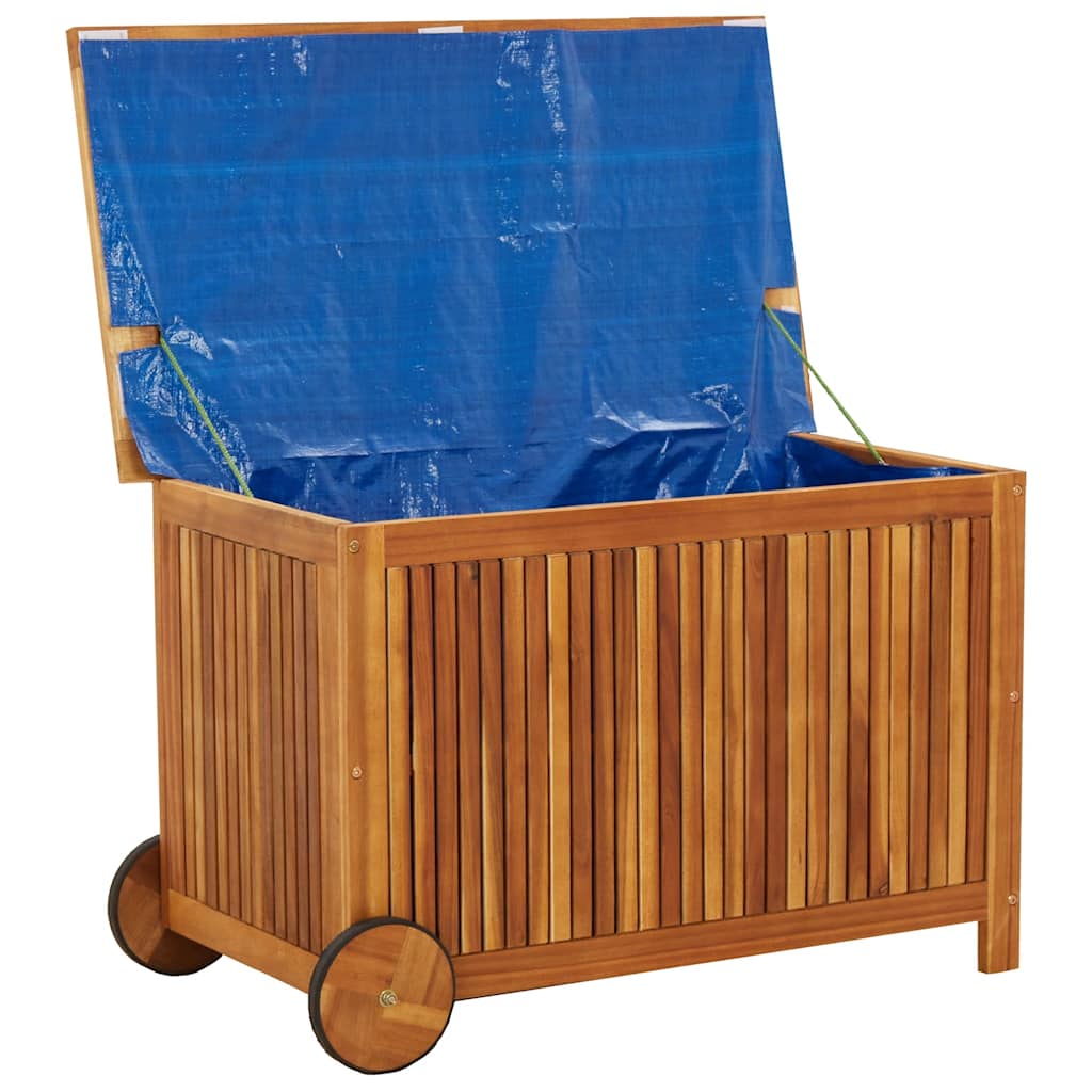 Coffre de jardin à roulettes, en bois d'acacia massif, 90 x 50 x 58 cm - COMFORTXL - 6