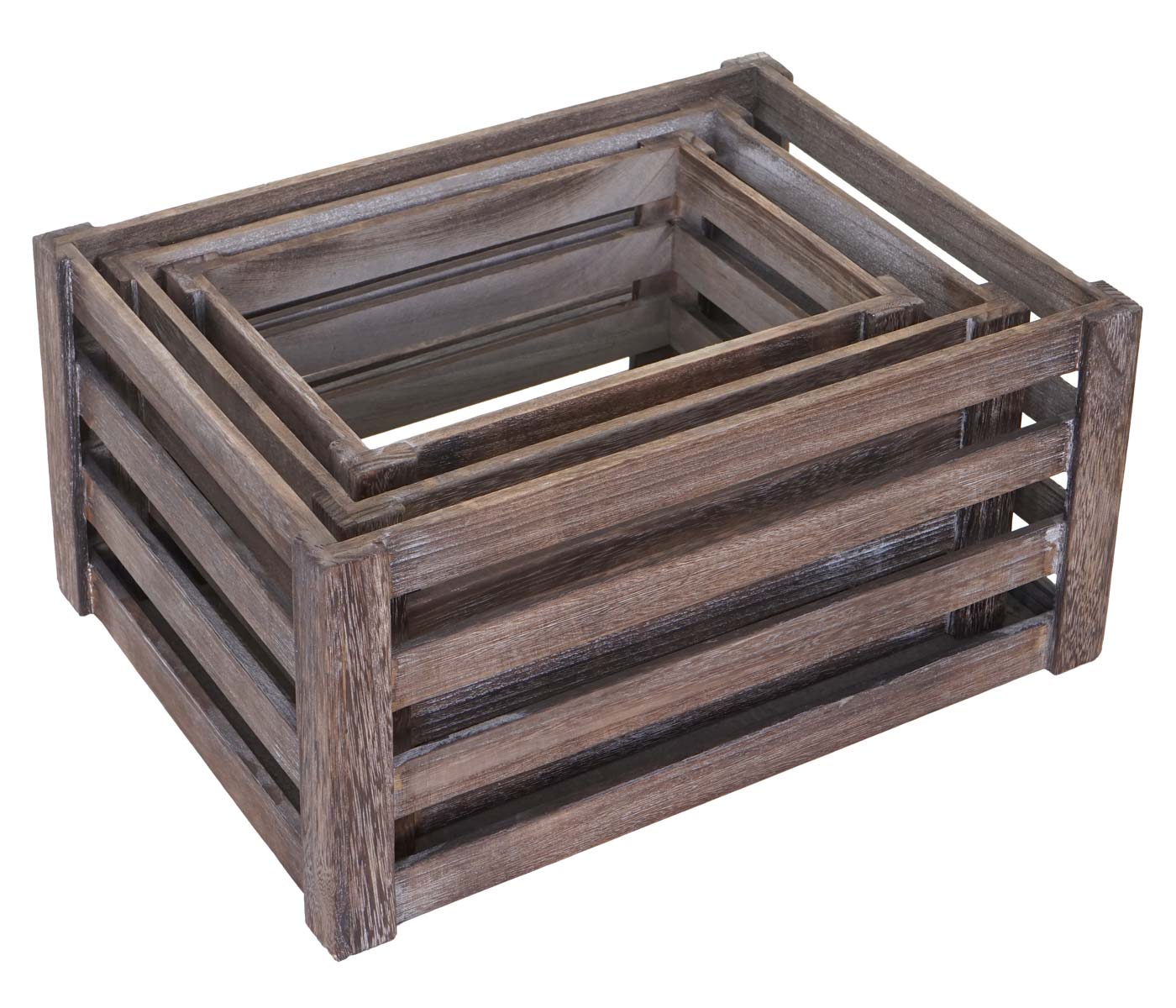 Lot de 3 caisses en bois caisse à vin décorative rangement fruits en bois marron vieilli 04_0002980 - 3