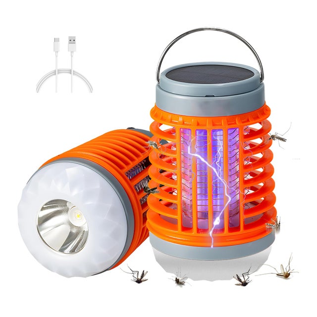 Lampada Antizanzare Solare 4500V – Con Pannello Solare, Ricarica USB, Impermeabile, 3 Modalità, Per Giardino, Campeggio E Patio, Bianco
