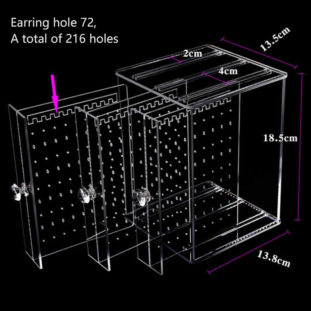 Support de Boucle d'oreille Acrylique Boucle d'oreille en Présentoir Rangement Boucles Doreilles Porte Boucles d'oreilles Boîte de Rangement avec 3 Ti - 3
