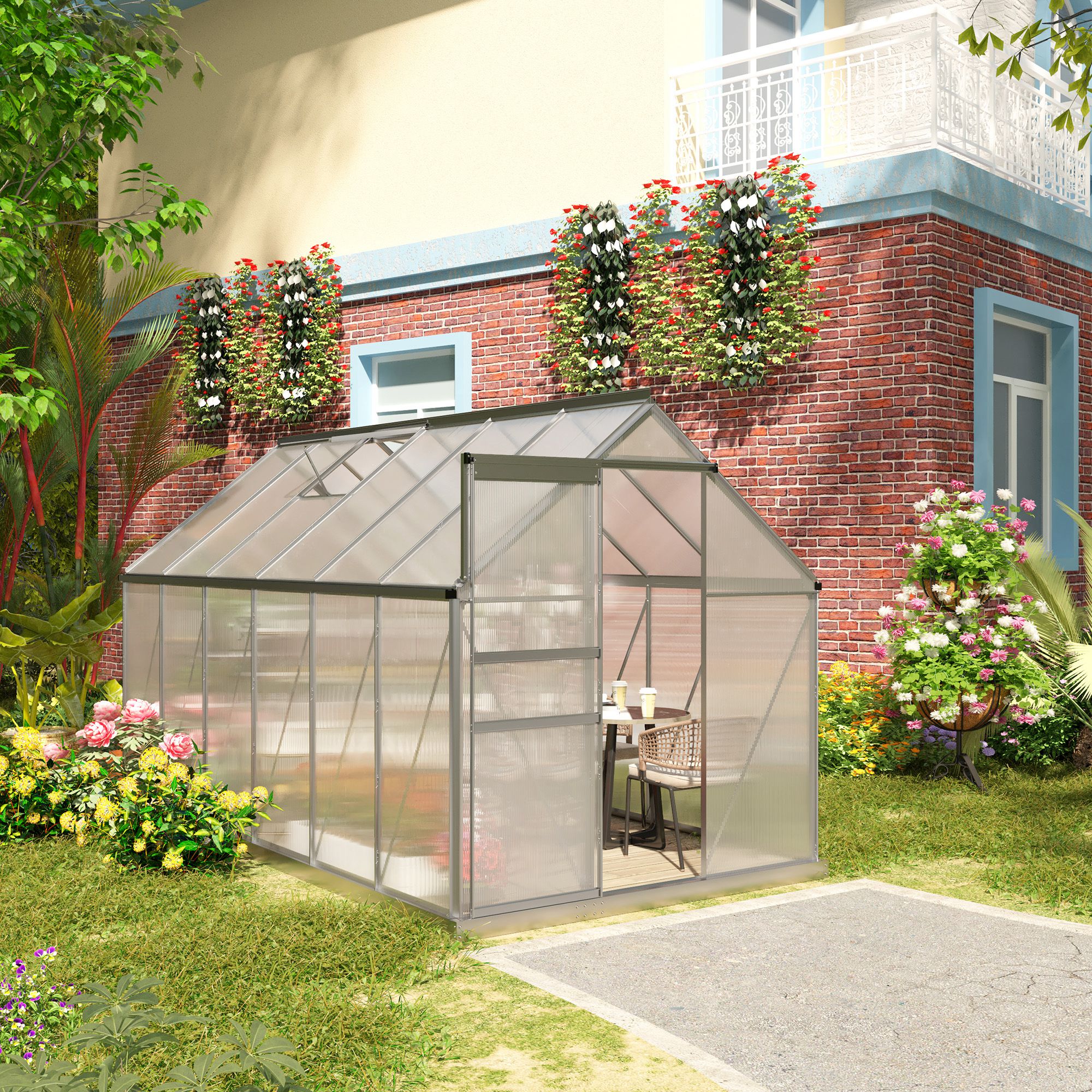 Serre de jardin aluminium polycarbonate 7,1m² Outsunny - 2