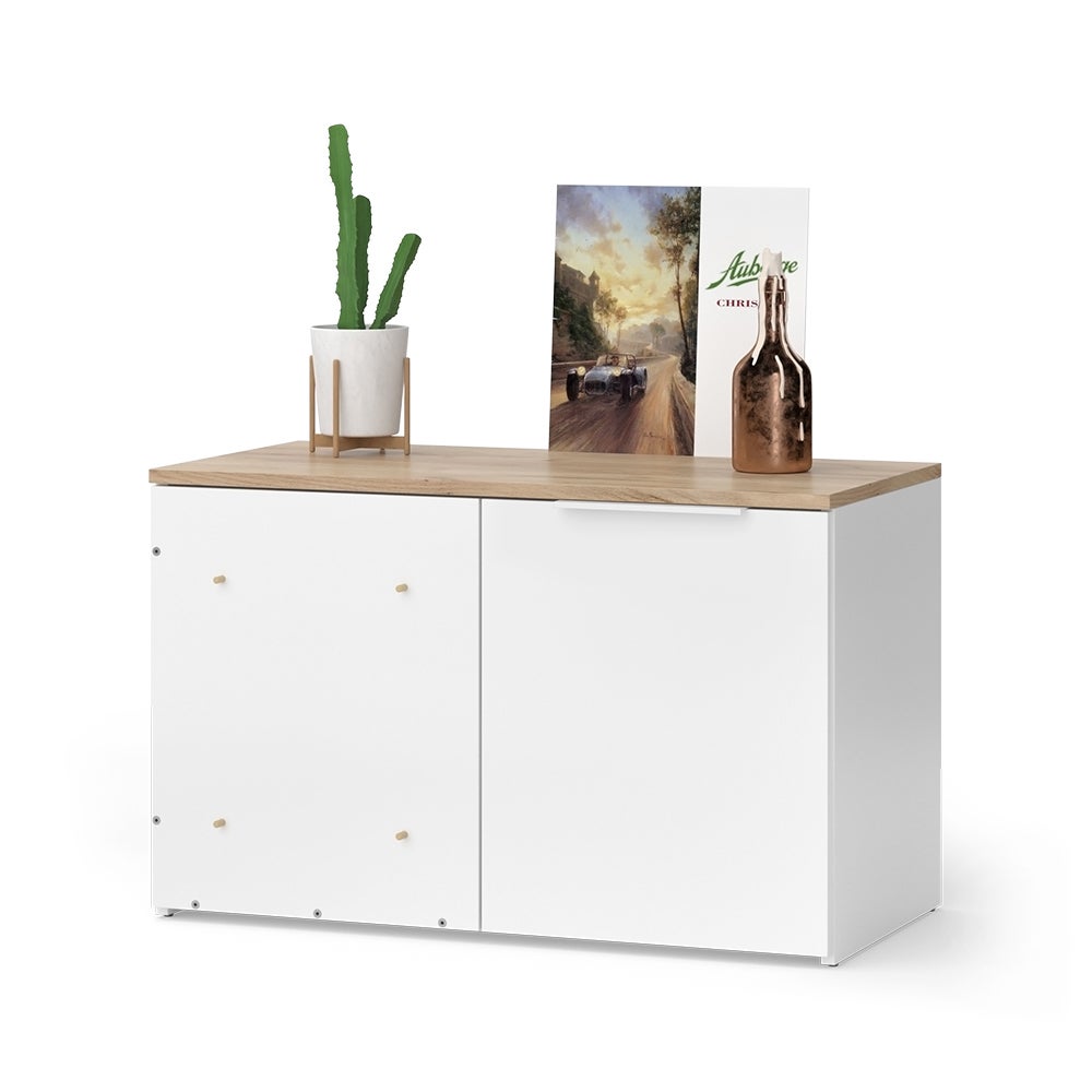 Vicco Cómoda esquinera Wido, Blanco/Sonoma, 80 x 50 cm con puerta - 7