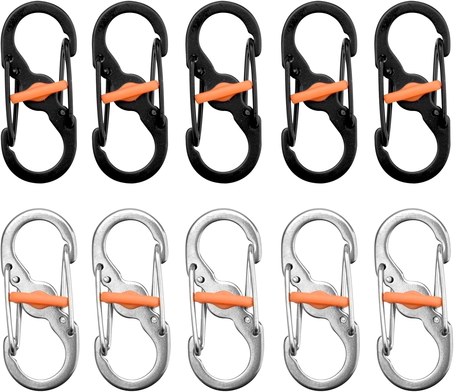Zestaw 10 małych karabinków śrubowych ze stali nierdzewnej - Mały karabinek - Mini breloczek S Podwójny karabinek 35*15*1.5mm