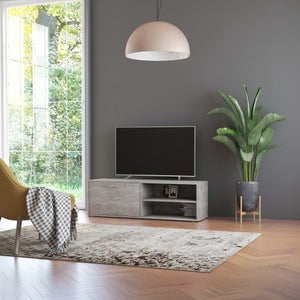 VidaXL Mobile TV A Parete In Legno Multistrato, Grigio Cemento, 152x22x113 Cm, Con Ripiani Espositivi E Ampio Scomparto, Montaggio A Parete - 5