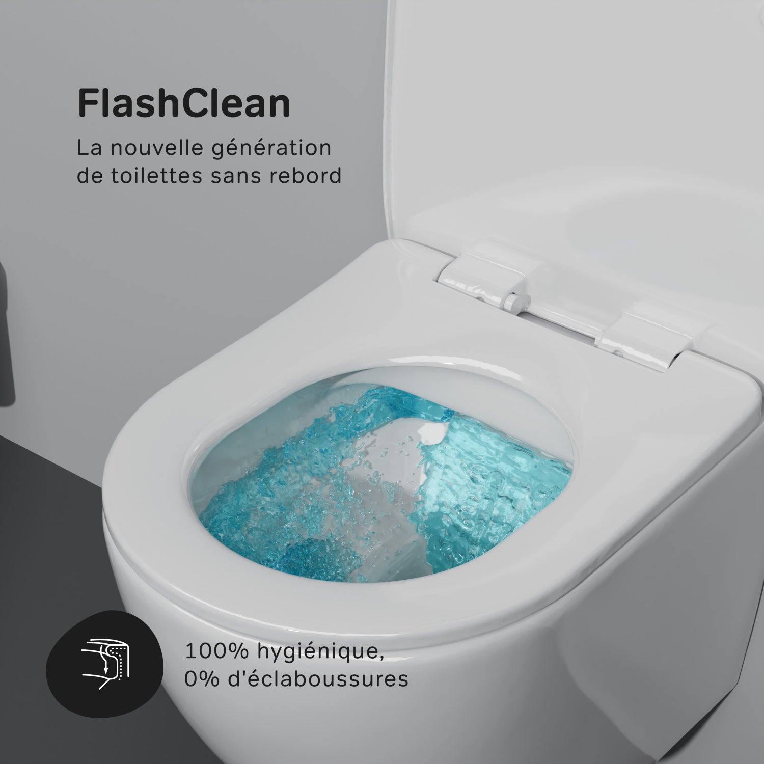 Pack WC suspendu bâti mural et cuvette Plaque Round Blanche Pack WC Bati-support AM.PM X-Joy S - 6