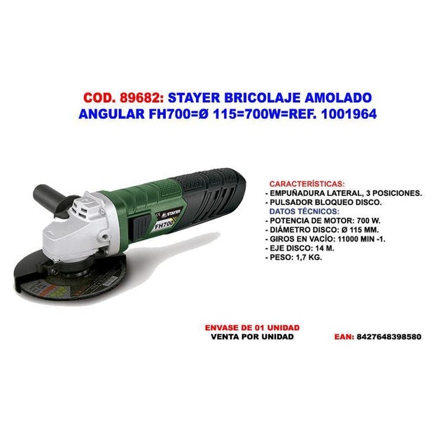 Amoladora para bricolaje angular 115mm 700W Fh 700 Stayer