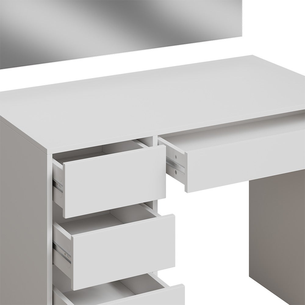 Coiffeuse avec miroir en bois aggloméré stratifié Blanc H. 75.5 x l. 100 x P. 50 cm - 6