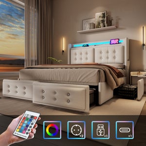 Struttura Letto Matrimoniale XL In Metallo, 35.6 Cm Di Altezza