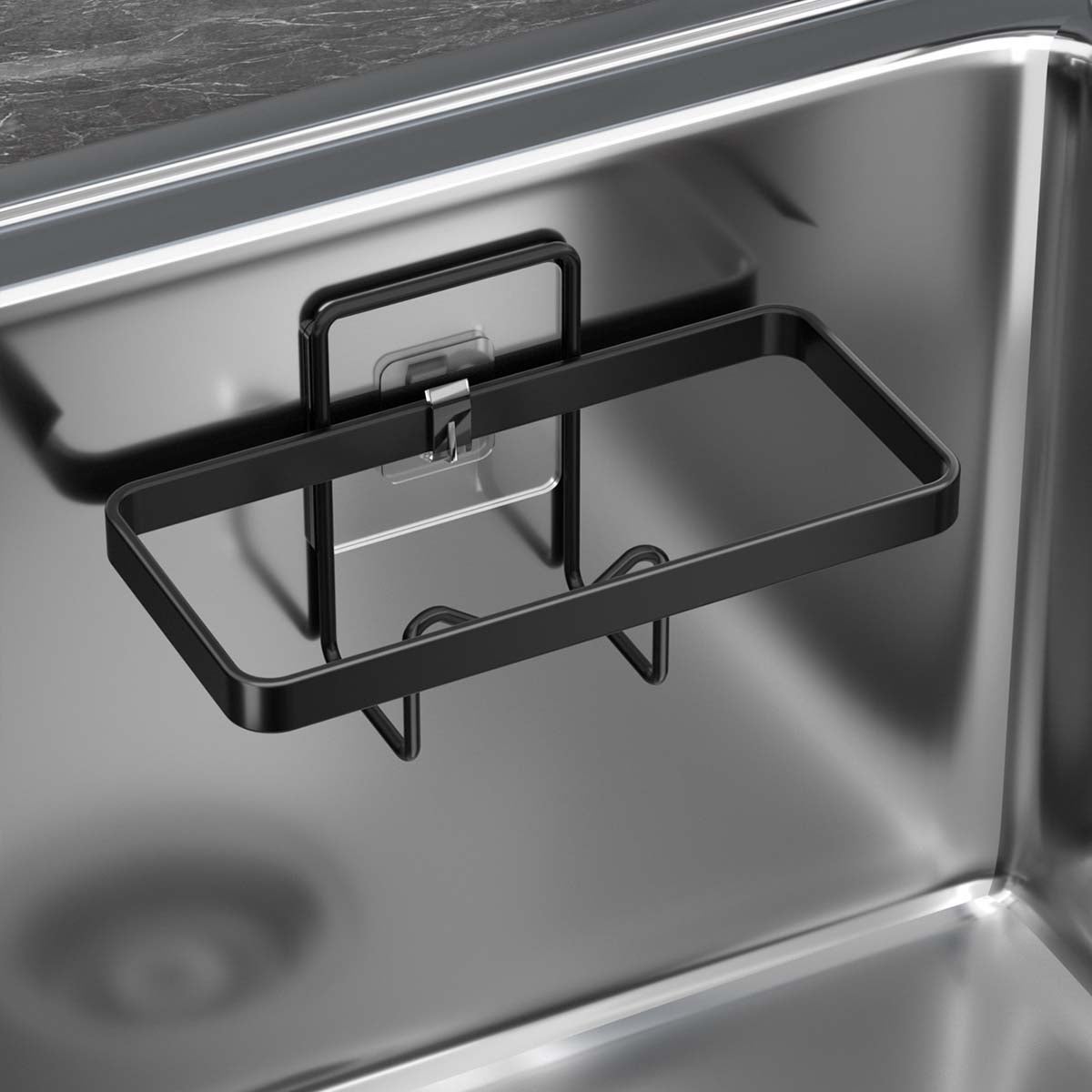 Luxspire Supporto per Spugna da Cucina per Lavello, Porta Spugna in Resina con 2 Scomparti, Contenitore per Spugna per Lavello da Cucina, Supporto per Spugna con Vassoio di Drenaggio, Ghiaia Bianco